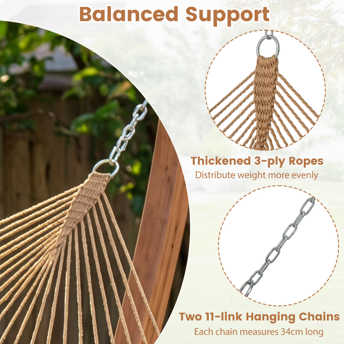 Caribbean Hammock for Outside 305 cm Double Hammock with Spreader Bar