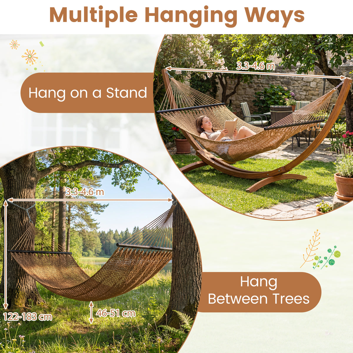 Caribbean Hammock for Outside 305 cm Double Hammock with Spreader Bar