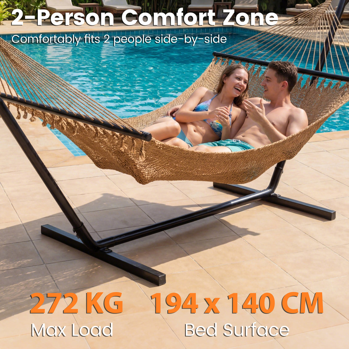 Caribbean Hammock for Outside 305 cm Double Hammock with Spreader Bar