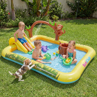 Inflatable Play Center, Animal Spray Pool with Slide, Arch-shaped Sprinkle