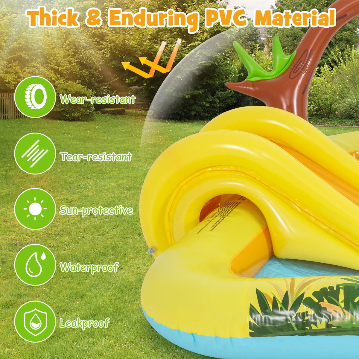 Inflatable Play Center, Animal Spray Pool with Slide, Arch-shaped Sprinkle