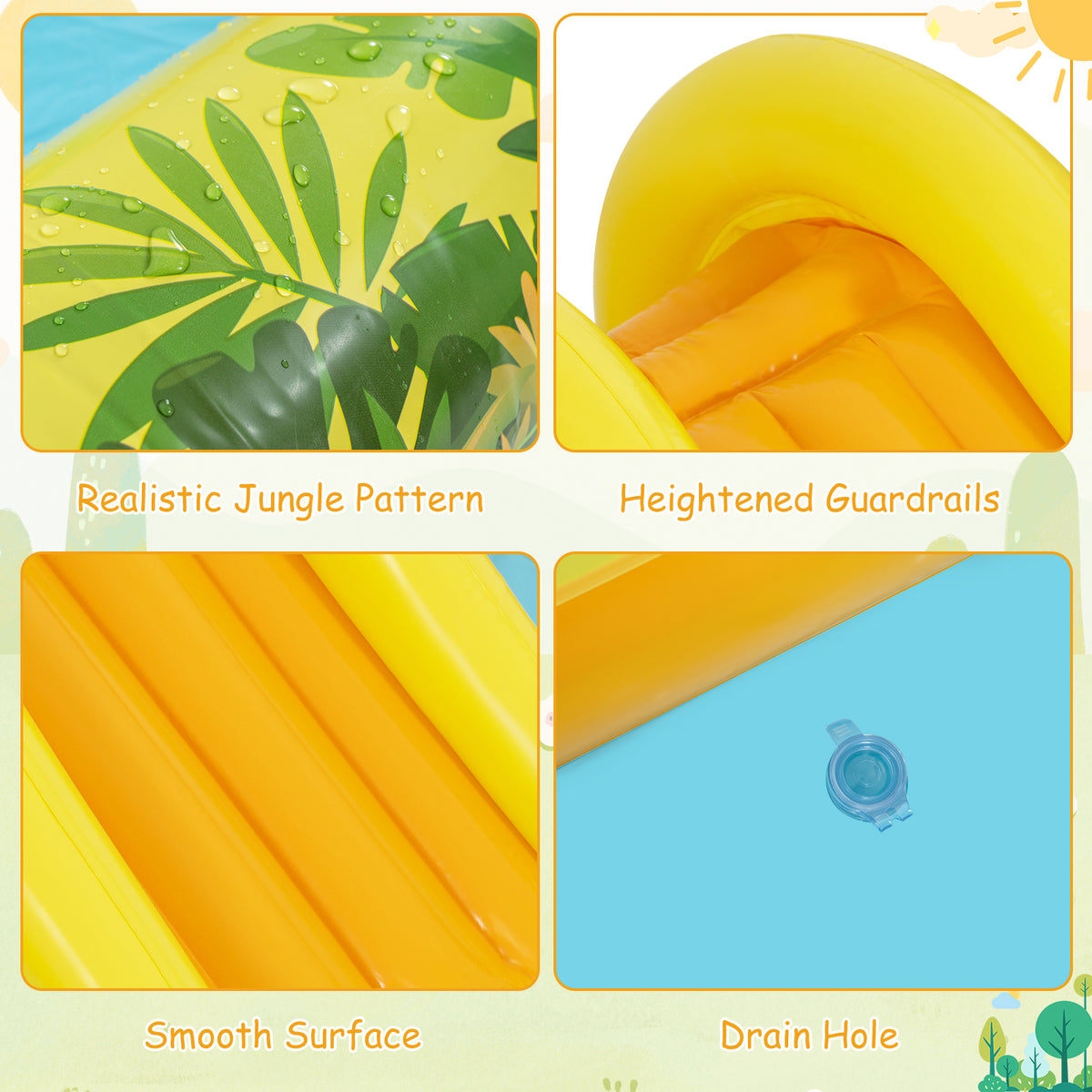 Inflatable Play Center, Animal Spray Pool with Slide, Arch-shaped Sprinkle