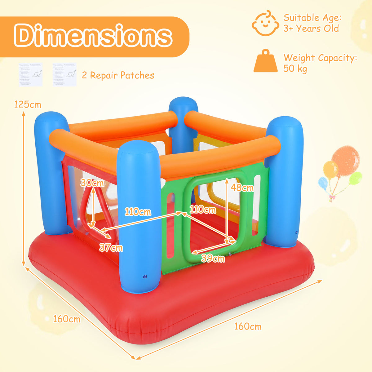 Inflatable Bounce House for Kids, Blow Up Jumping House with Transparent Side Walls