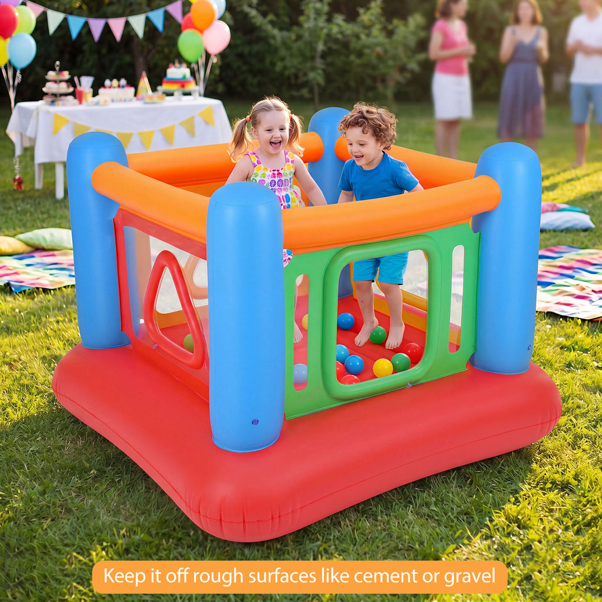 Inflatable Bounce House for Kids, Blow Up Jumping House with Transparent Side Walls
