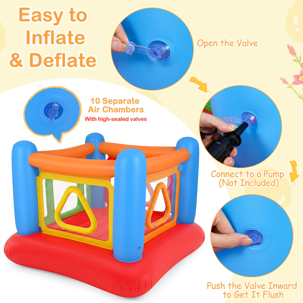 Inflatable Bounce House for Kids, Blow Up Jumping House with Transparent Side Walls