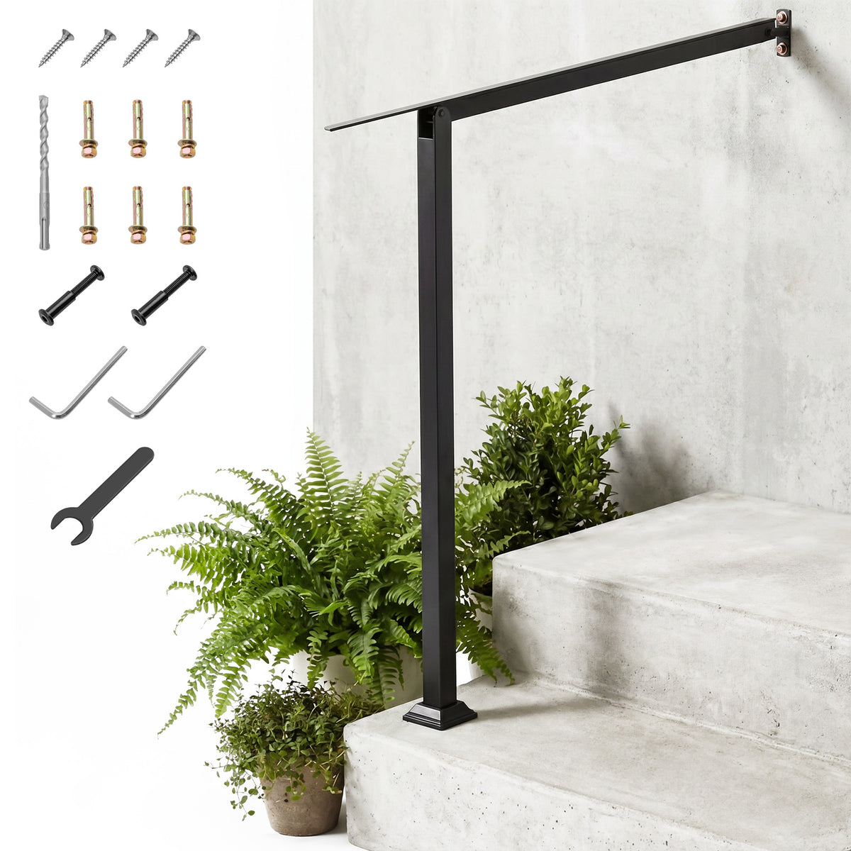 Wall Mount Adjustable Galvanized Steel Handrail for Outdoor Steps