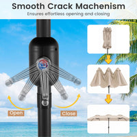 375cm Double-Sided Patio Umbrella with Crank Handle and amp for Garden Deck Poolside