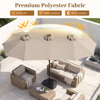 4M Double-Sided Patio Umbrella with Solar Lights and Crank Handle