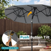 Rectangle Outdoor Market Umbrella with 12 Ribs for Pool Garden Deck