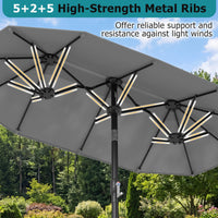 Rectangle Outdoor Market Umbrella with 12 Ribs for Pool Garden Deck