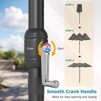 Rectangle Outdoor Market Umbrella with 12 Ribs for Pool Garden Deck