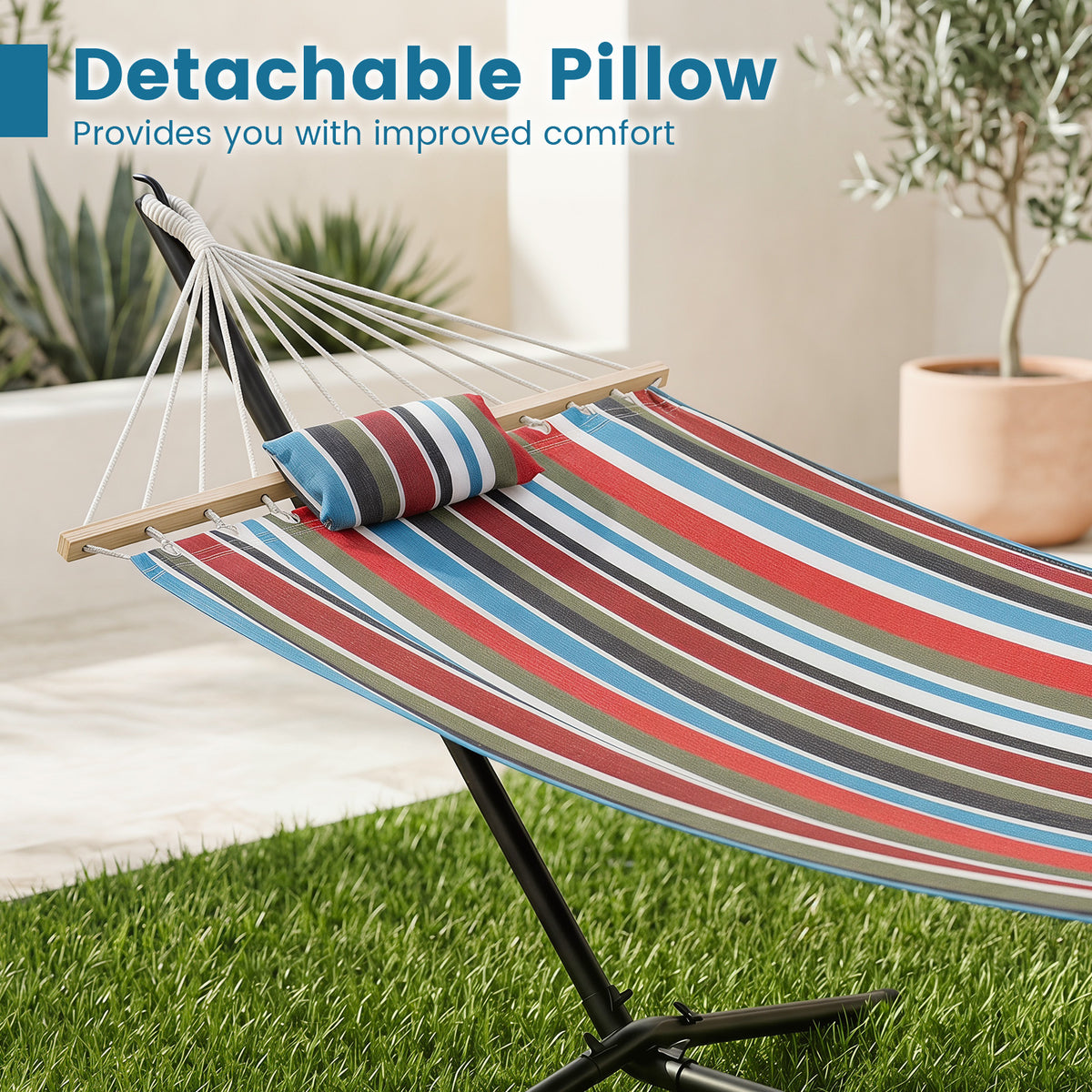 Portable Hammock with Stand, Outdoor Hammock with Space-saving Metal Frame