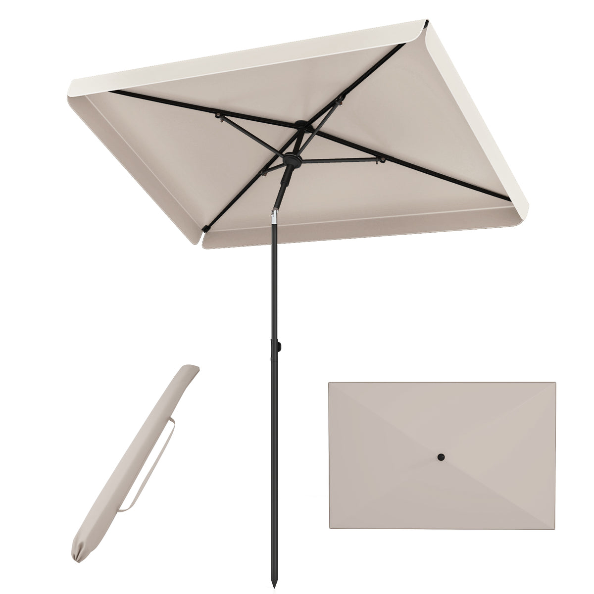 2 x 1.3m Rectangular Outdoor Balcony Umbrella