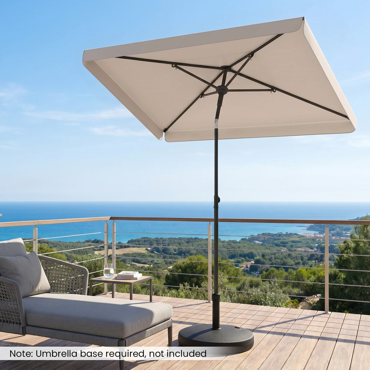 2 x 1.3m Rectangular Outdoor Balcony Umbrella