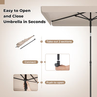 2 x 1.3m Rectangular Outdoor Balcony Umbrella