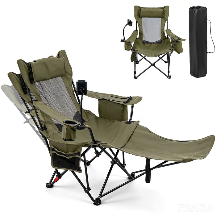2-in-1 Camping Chair with Detachable Footrest and 3-Level Backrest