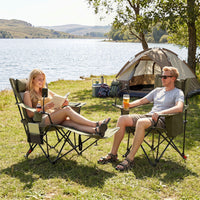 2-in-1 Camping Chair with Detachable Footrest and 3-Level Backrest