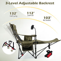 2-in-1 Camping Chair with Detachable Footrest and 3-Level Backrest