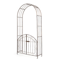 200 cm Garden Arch with Gate, Heavy-Duty Metal Arbor Trellis for Climbing Plants