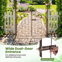 200 cm Garden Arch with Gate, Heavy-Duty Metal Arbor Trellis for Climbing Plants