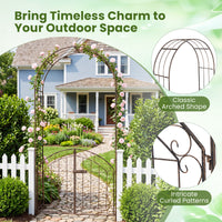 200 cm Garden Arch with Gate, Heavy-Duty Metal Arbor Trellis for Climbing Plants