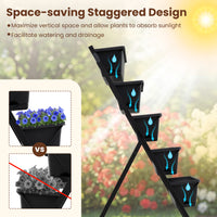 5-Tier Vertical Raised Garden Bed with Wheels and Drainage Holes for Backyard