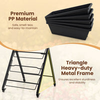5-Tier Vertical Raised Garden Bed with Wheels and Drainage Holes for Backyard