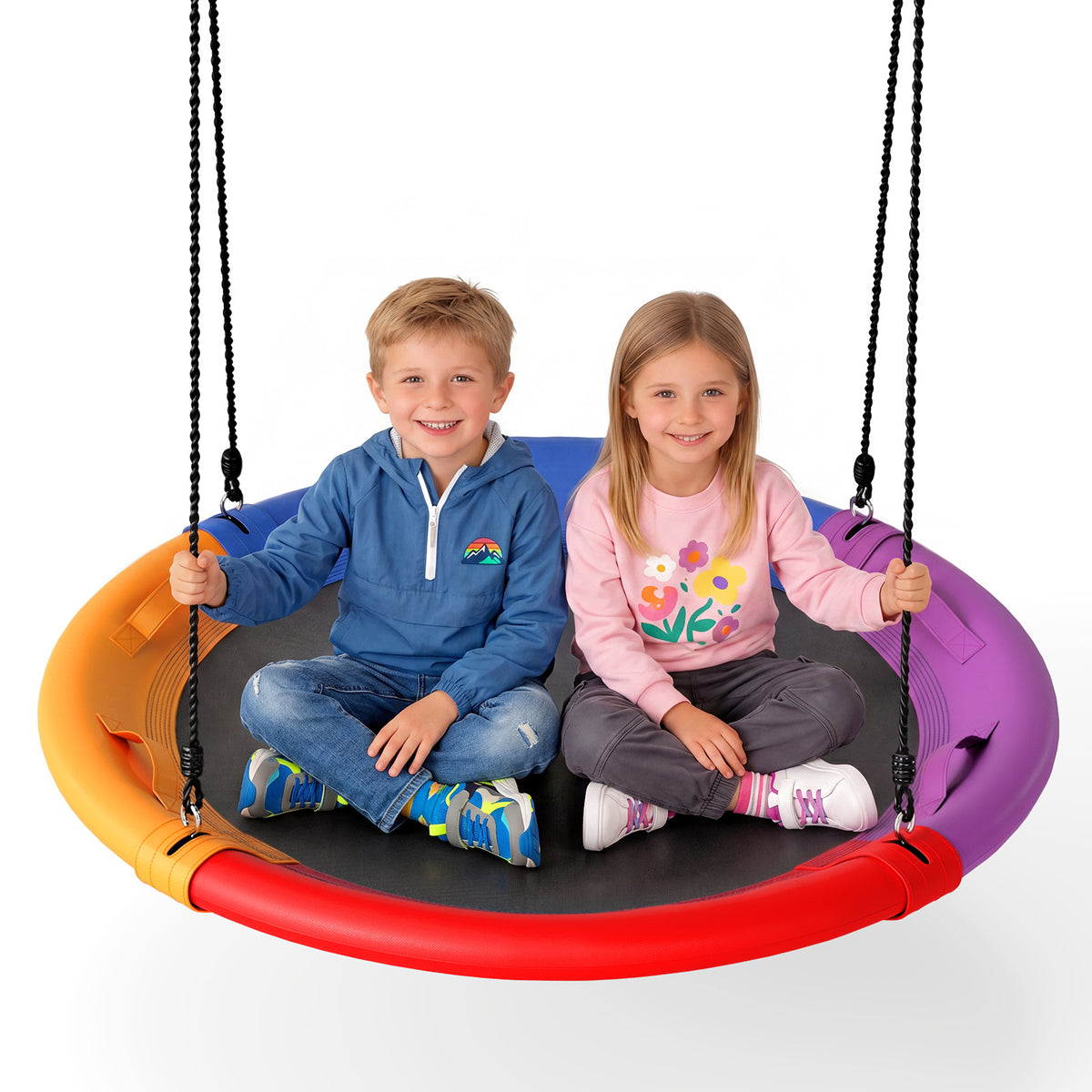 100/120 cm Tree Swing, Saucer Flying Swing with Soft Headrest, Built-in Handles and Adjustable Hanging Straps