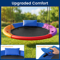 100/120 cm Tree Swing, Saucer Flying Swing with Soft Headrest, Built-in Handles and Adjustable Hanging Straps