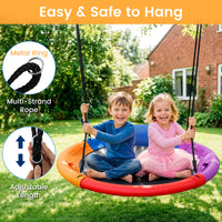 100/120 cm Tree Swing, Saucer Flying Swing with Soft Headrest, Built-in Handles and Adjustable Hanging Straps