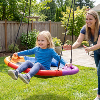 100/120 cm Tree Swing, Saucer Flying Swing with Soft Headrest, Built-in Handles and Adjustable Hanging Straps