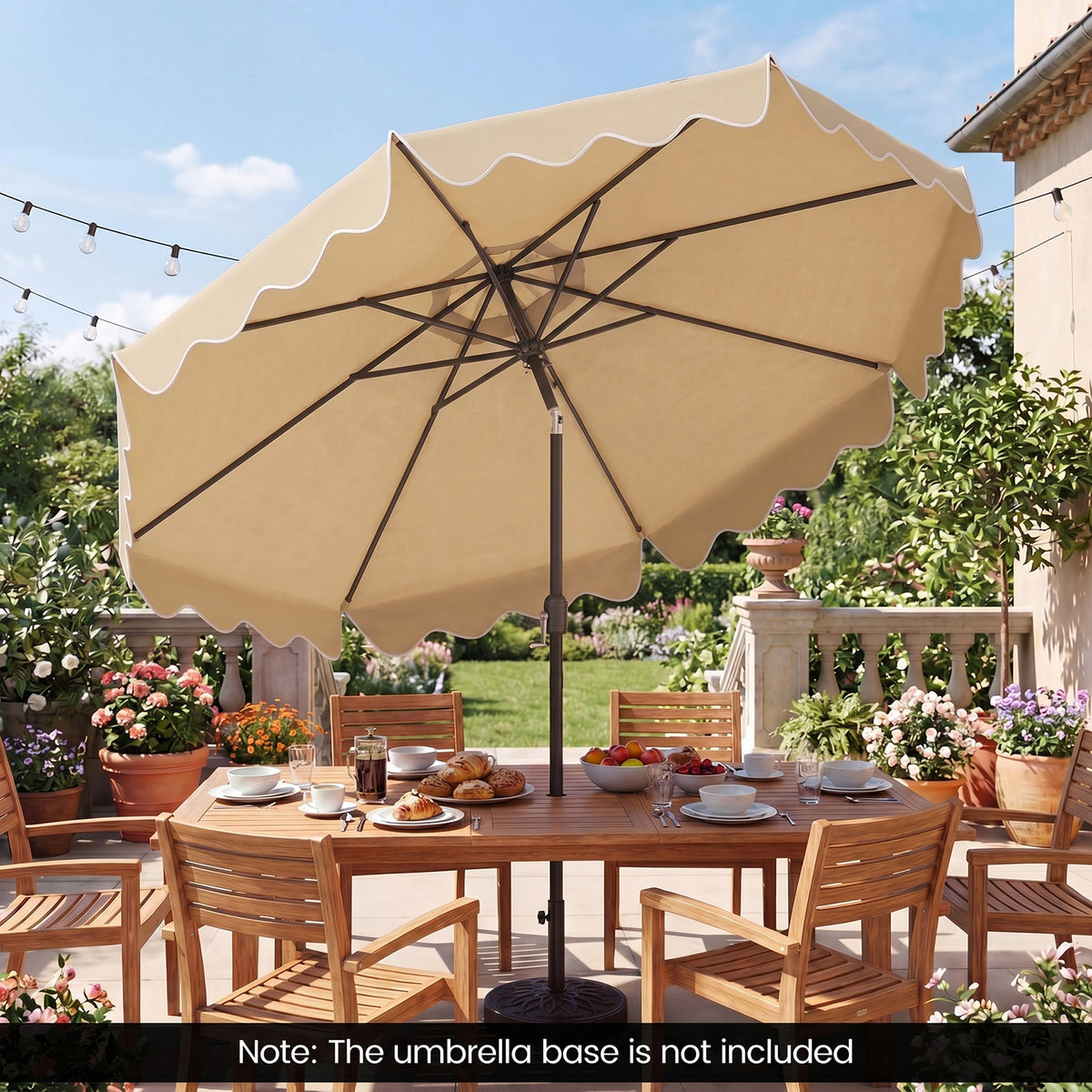 2.7M Patio Umbrella with Push Button Tilt Crank and 8 Metal Ribs