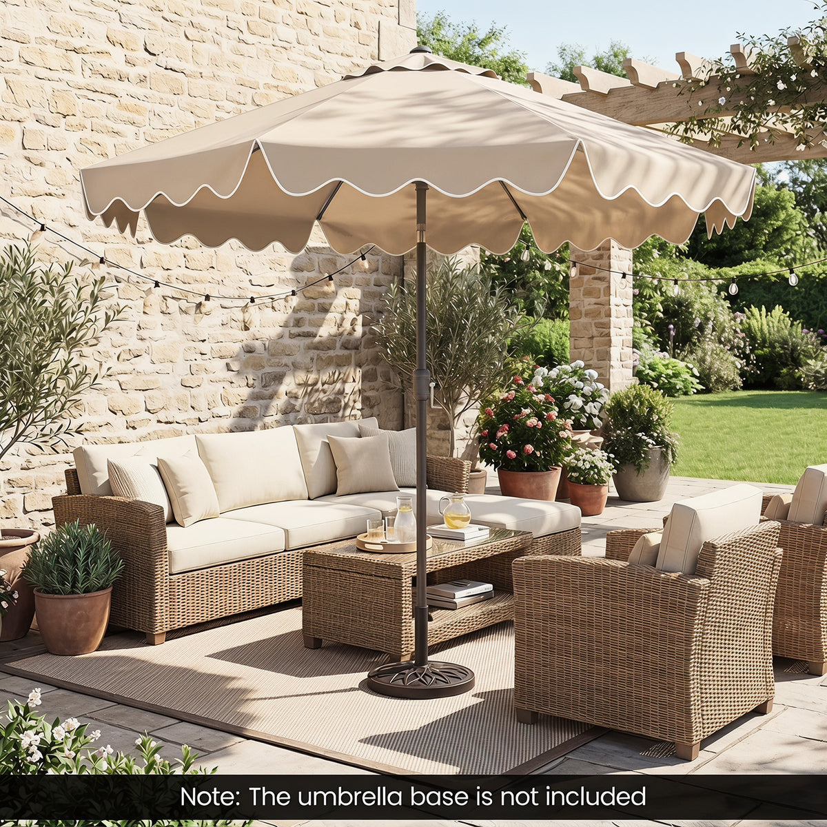 2.7M Patio Umbrella with Push Button Tilt Crank and 8 Metal Ribs