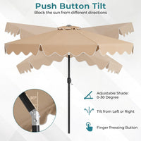 2.7M Patio Umbrella with Push Button Tilt Crank and 8 Metal Ribs