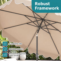 2.7M Patio Umbrella with Push Button Tilt Crank and 8 Metal Ribs