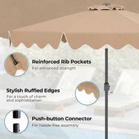 2.7M Patio Umbrella with Push Button Tilt Crank and 8 Metal Ribs