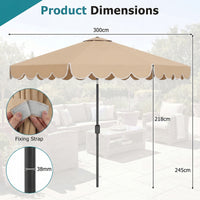 3M Patio Umbrella with Push Button Tilt and Crank