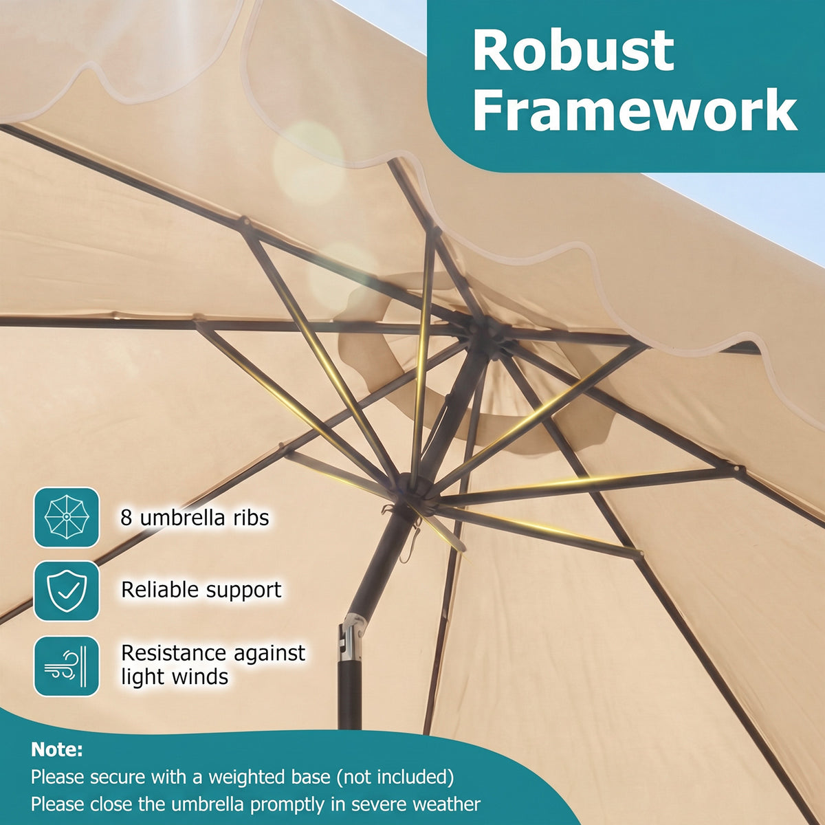 3M Patio Umbrella with Push Button Tilt and Crank