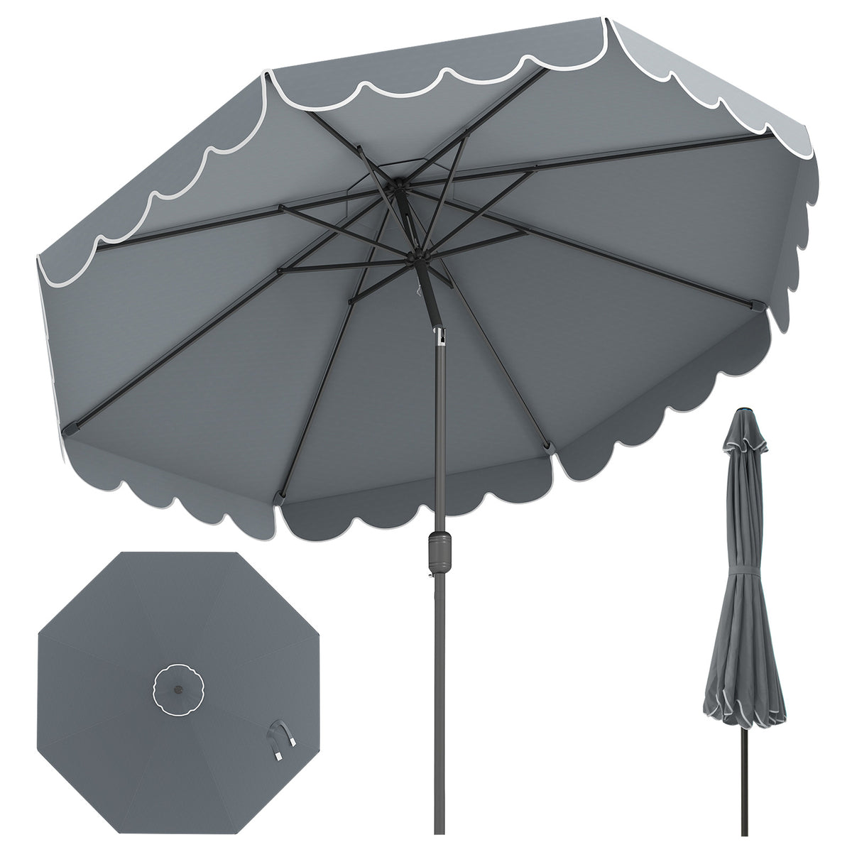 3M Patio Umbrella with Push Button Tilt and Crank