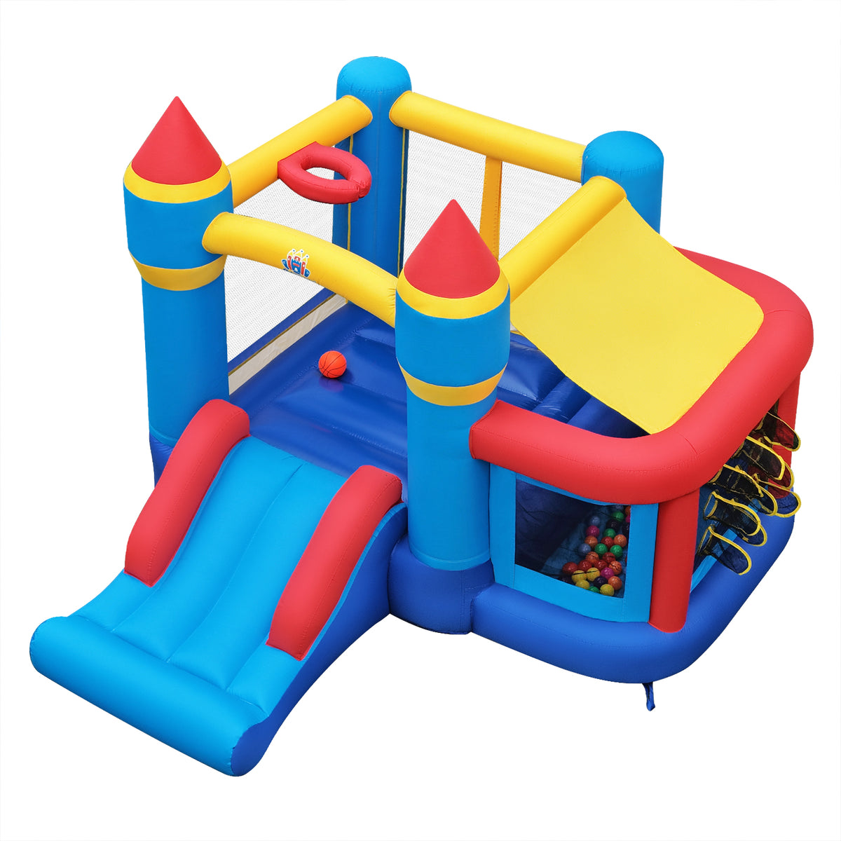 5-in-1 Inflatable Kids Jumping Castle Bouncer with Slide (No Blower)