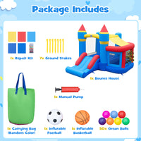 5-in-1 Inflatable Kids Jumping Castle Bouncer with Slide (No Blower)