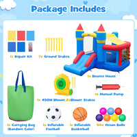 5-in-1 Inflatable Kids Jumping Castle Bouncer with Slide (No Blower)