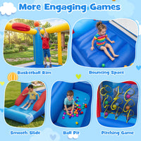 5-in-1 Inflatable Kids Jumping Castle Bouncer with Slide (No Blower)
