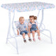 2-Seater Kids Porch Swing with Adjustable Canopy for Backyard and Garden
