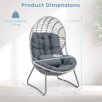 PE Wicker Egg Chair with Removable Seat and Back Cushion