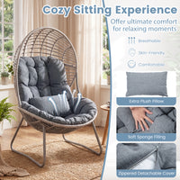PE Wicker Egg Chair with Removable Seat and Back Cushion