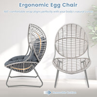 PE Wicker Egg Chair with Removable Seat and Back Cushion
