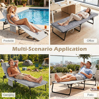 Folding Sun Lounger Foldable Beach Sun Lounger with Adjustable Backrest