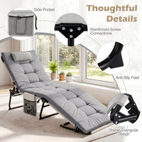 Folding Sun Lounger Foldable Beach Sun Lounger with Adjustable Backrest