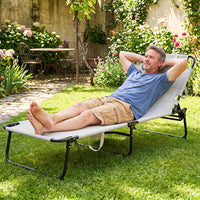 Folding Sun Lounger Foldable Beach Sun Lounger with Adjustable Backrest